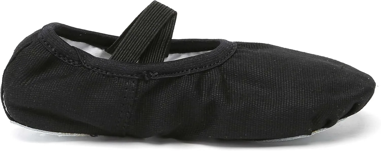 Danzcue Ballet Shoes for Girls-Soft Canvas/PU Leather Dance Slippers with Non-Slip Soles, Ideal Ballet Flats for Toddlers and Kids