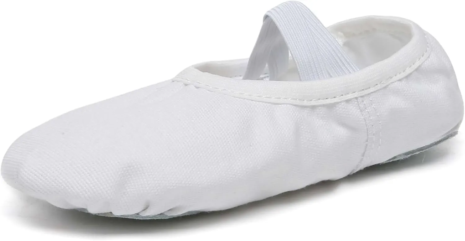 Danzcue Ballet Shoes for Girls-Soft Canvas/PU Leather Dance Slippers with Non-Slip Soles, Ideal Ballet Flats for Toddlers and Kids