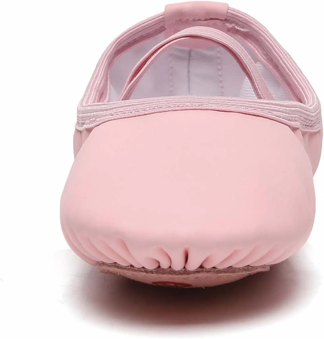 Danzcue Ballet Shoes for Girls-Soft Canvas/PU Leather Dance Slippers with Non-Slip Soles, Ideal Ballet Flats for Toddlers and Kids