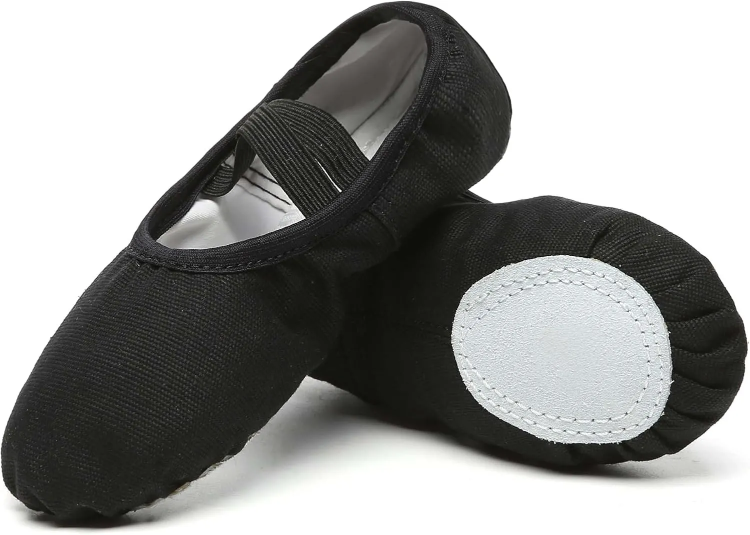 Danzcue Ballet Shoes for Girls-Soft Canvas/PU Leather Dance Slippers with Non-Slip Soles, Ideal Ballet Flats for Toddlers and Kids