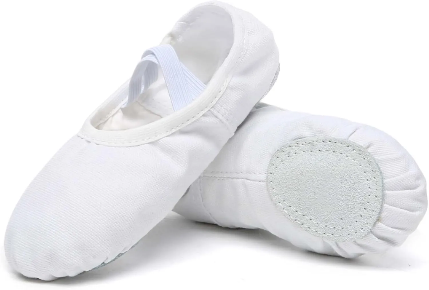 Danzcue Ballet Shoes for Girls-Soft Canvas/PU Leather Dance Slippers with Non-Slip Soles, Ideal Ballet Flats for Toddlers and Kids