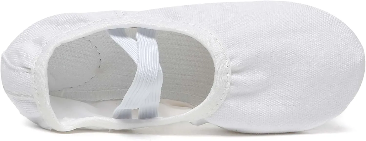 Danzcue Ballet Shoes for Girls-Soft Canvas/PU Leather Dance Slippers with Non-Slip Soles, Ideal Ballet Flats for Toddlers and Kids