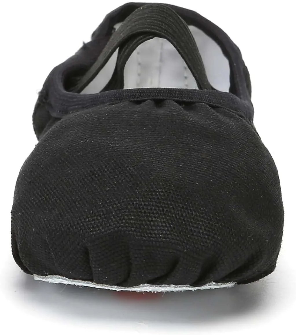 Danzcue Ballet Shoes for Girls-Soft Canvas/PU Leather Dance Slippers with Non-Slip Soles, Ideal Ballet Flats for Toddlers and Kids