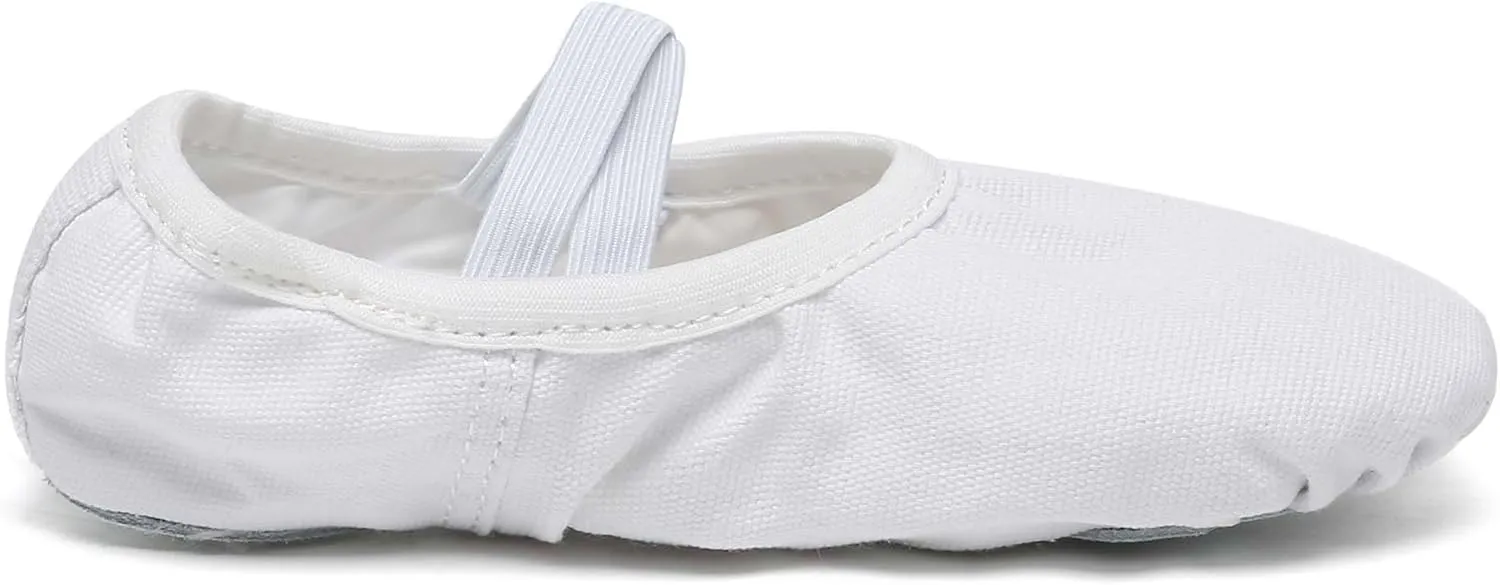 Danzcue Ballet Shoes for Girls-Soft Canvas/PU Leather Dance Slippers with Non-Slip Soles, Ideal Ballet Flats for Toddlers and Kids