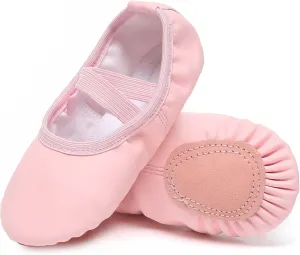 Danzcue Ballet Shoes for Girls-Soft Canvas/PU Leather Dance Slippers with Non-Slip Soles, Ideal Ballet Flats for Toddlers and Kids