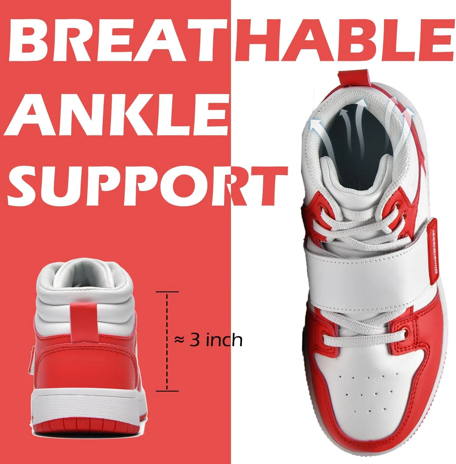 DimaiGlobal Kids Basketball Shoes Boys Girls High Top Sneakers for Youth Durable Sports Shoes Breathable Skate Shoes School Trainers