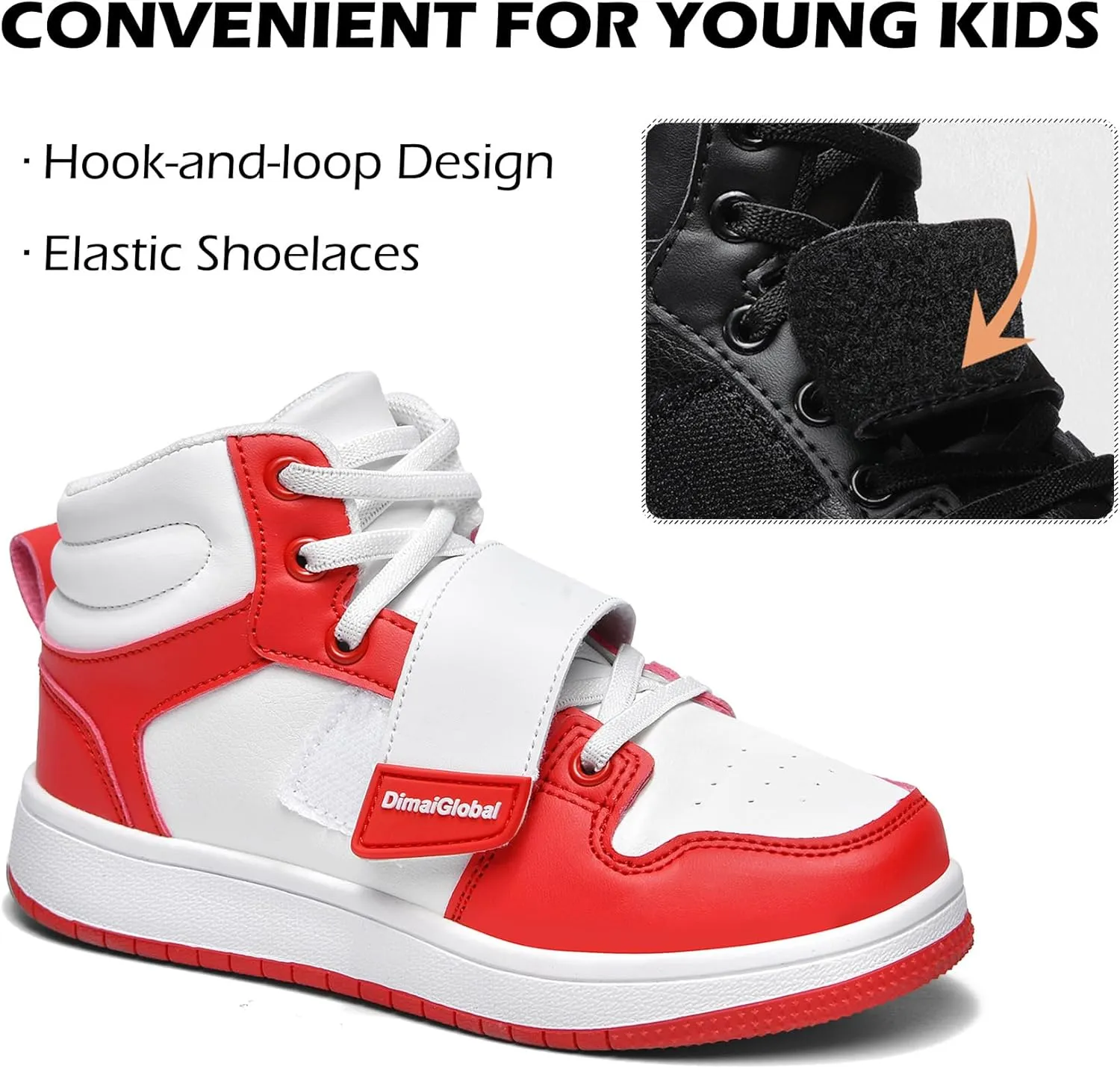 DimaiGlobal Kids Basketball Shoes Boys Girls High Top Sneakers for Youth Durable Sports Shoes Breathable Skate Shoes School Trainers