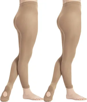 DIPUG 1/2/3 Pairs Girls' Convertible Ballet Tights/Soft Transition Dance Tight(Toddler/Kids)