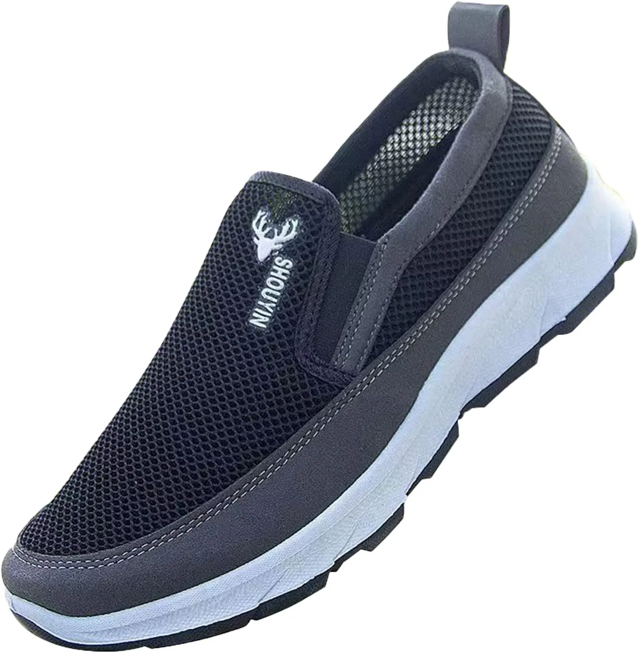 DirraBra Men's Slip-On Mesh Orthopedic Sneakers Walking Shoes,Sports Breathable Loafers Boat Shoes Casual Platform Comfy Non-Slip Hiking Working Shoes