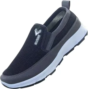 DirraBra Men's Slip-On Mesh Orthopedic Sneakers Walking Shoes,Sports Breathable Loafers Boat Shoes Casual Platform Comfy Non-Slip Hiking Working Shoes