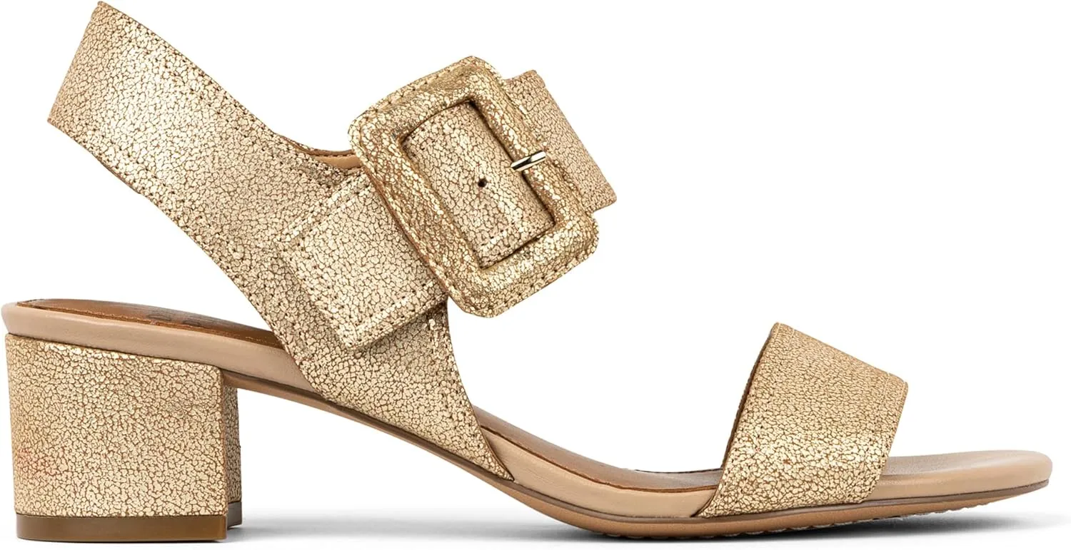 Donald Pliner Women's Neve Soft Metallic Brush Off Heeled Sandal