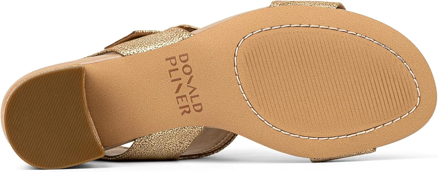 Donald Pliner Women's Neve Soft Metallic Brush Off Heeled Sandal