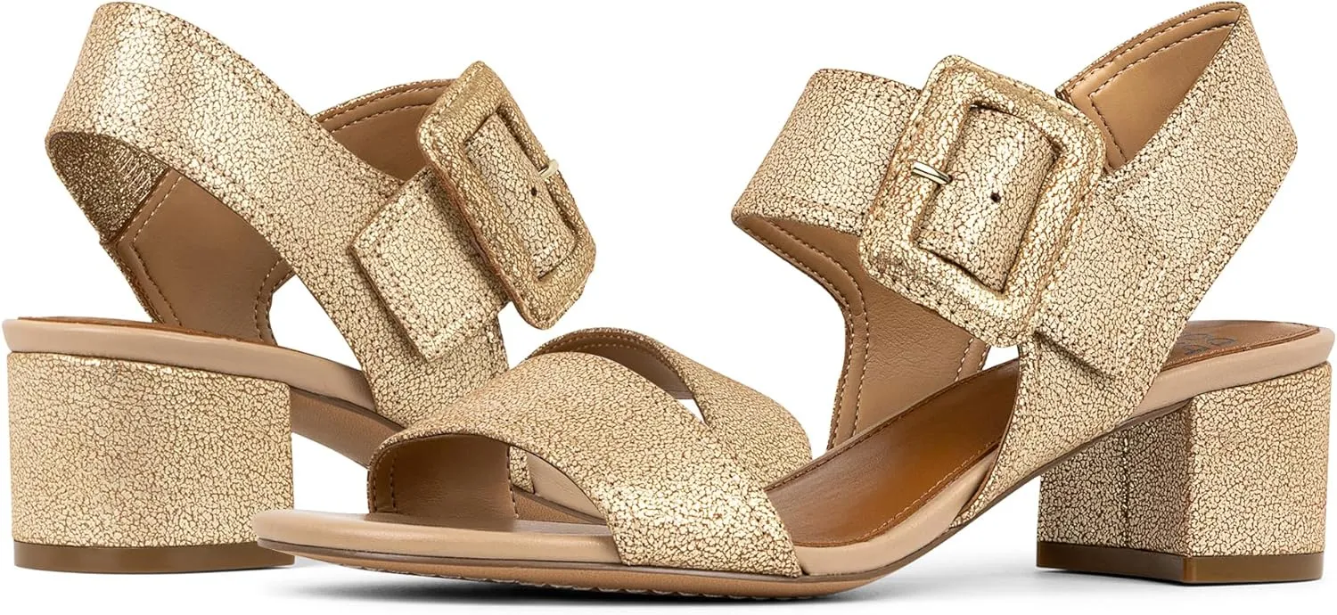 Donald Pliner Women's Neve Soft Metallic Brush Off Heeled Sandal