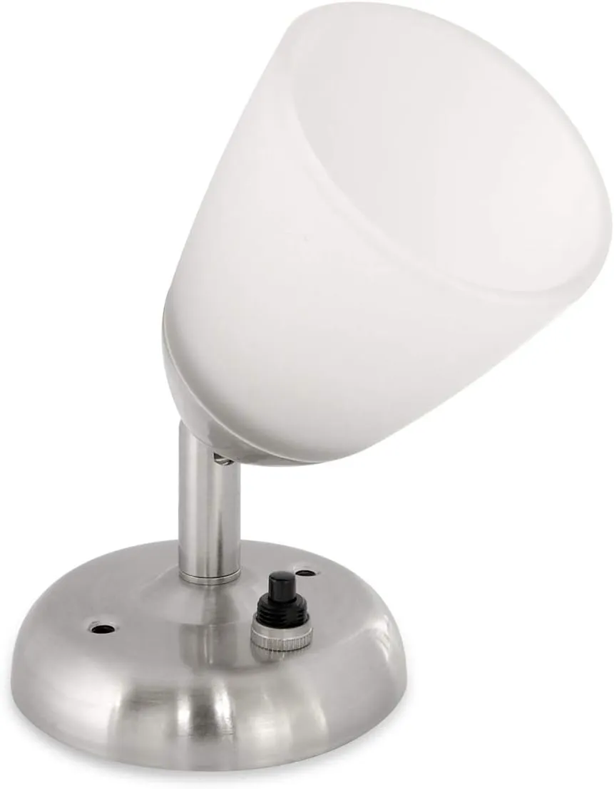 Dream lighting 12 Volt Reading Light for RV Boat Interior LED Bedside Wall Sconce Lamp Glass Spot Light with Switch, 3W 3000K White Lighting, Nickel Finish, Wall Mount (1 Light)
