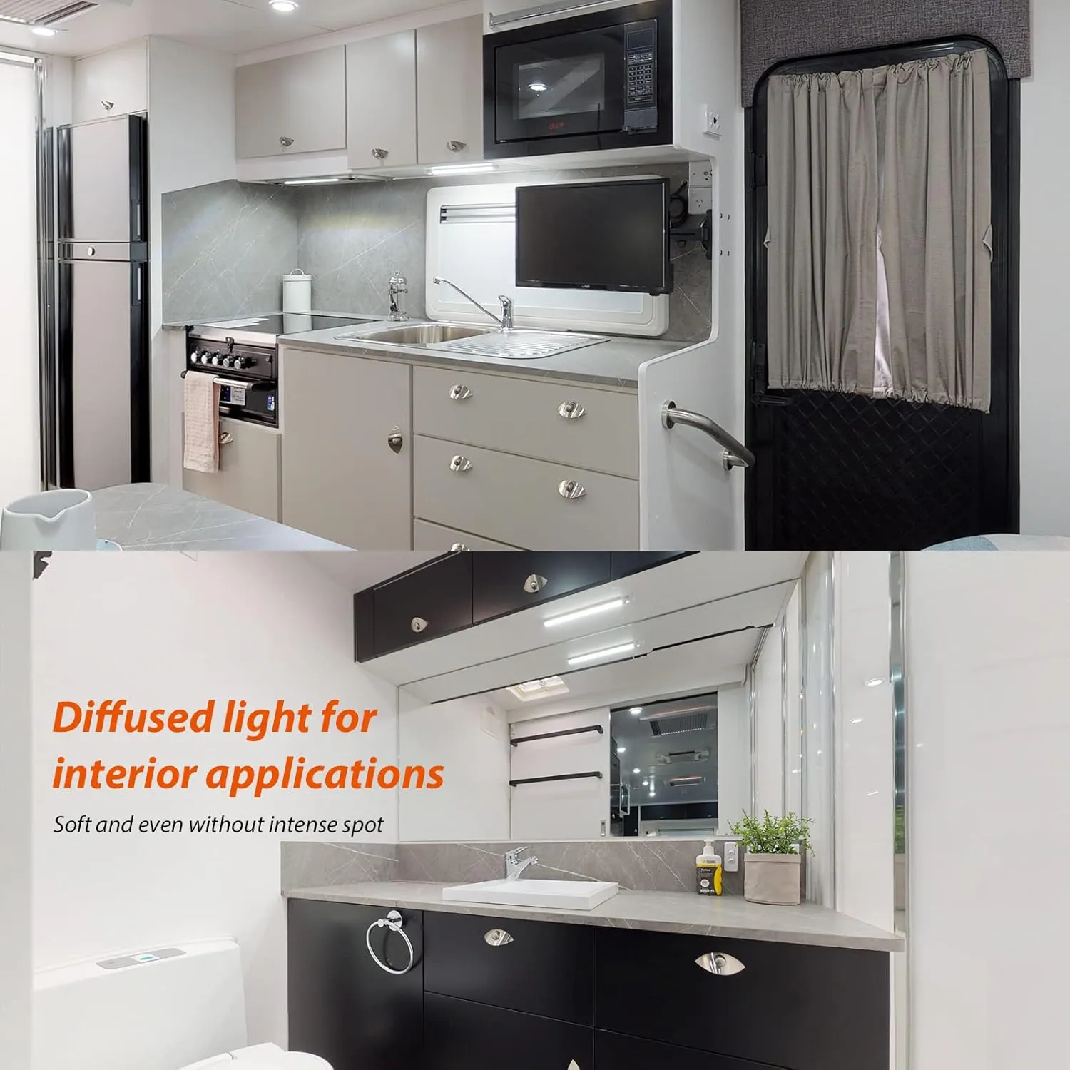 Dream Lighting 12V LED Under Cabinet Strip Light RV Interior Light with Switch 12inch Slim Line Lights - 5.4W, 6000K 2-Phased White Lighting (1 Light)