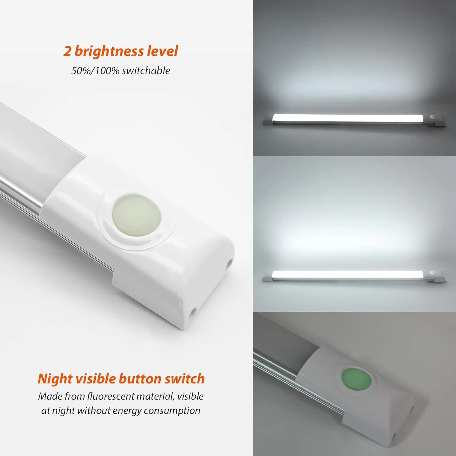Dream Lighting 12V LED Under Cabinet Strip Light RV Interior Light with Switch 12inch Slim Line Lights - 5.4W, 6000K 2-Phased White Lighting (1 Light)
