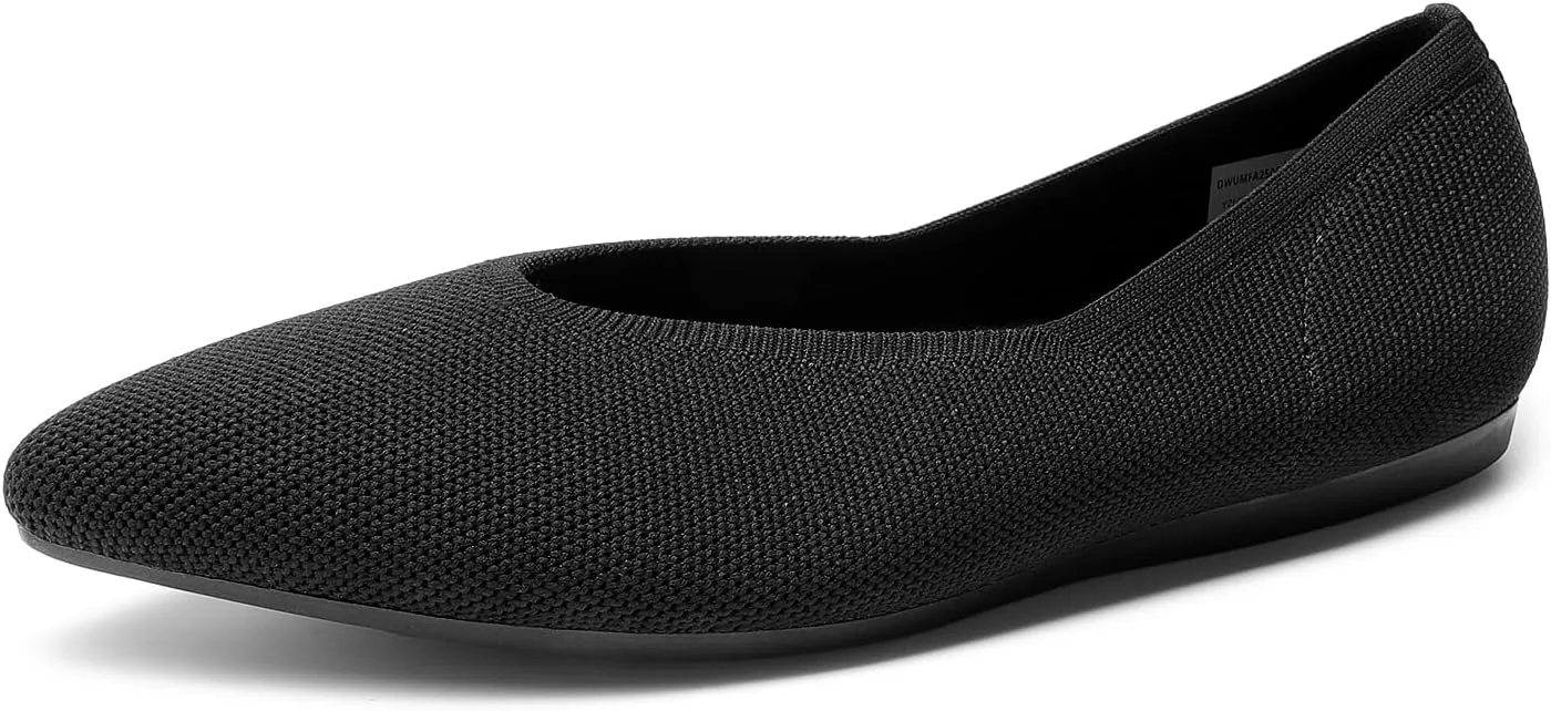 DREAM PAIRS Pointed Toe Flats for Women, Comfortable Dressy Knit Ballet Flats with Arch Support, Women's Dress Shoes for Work Office Business Casual Travel