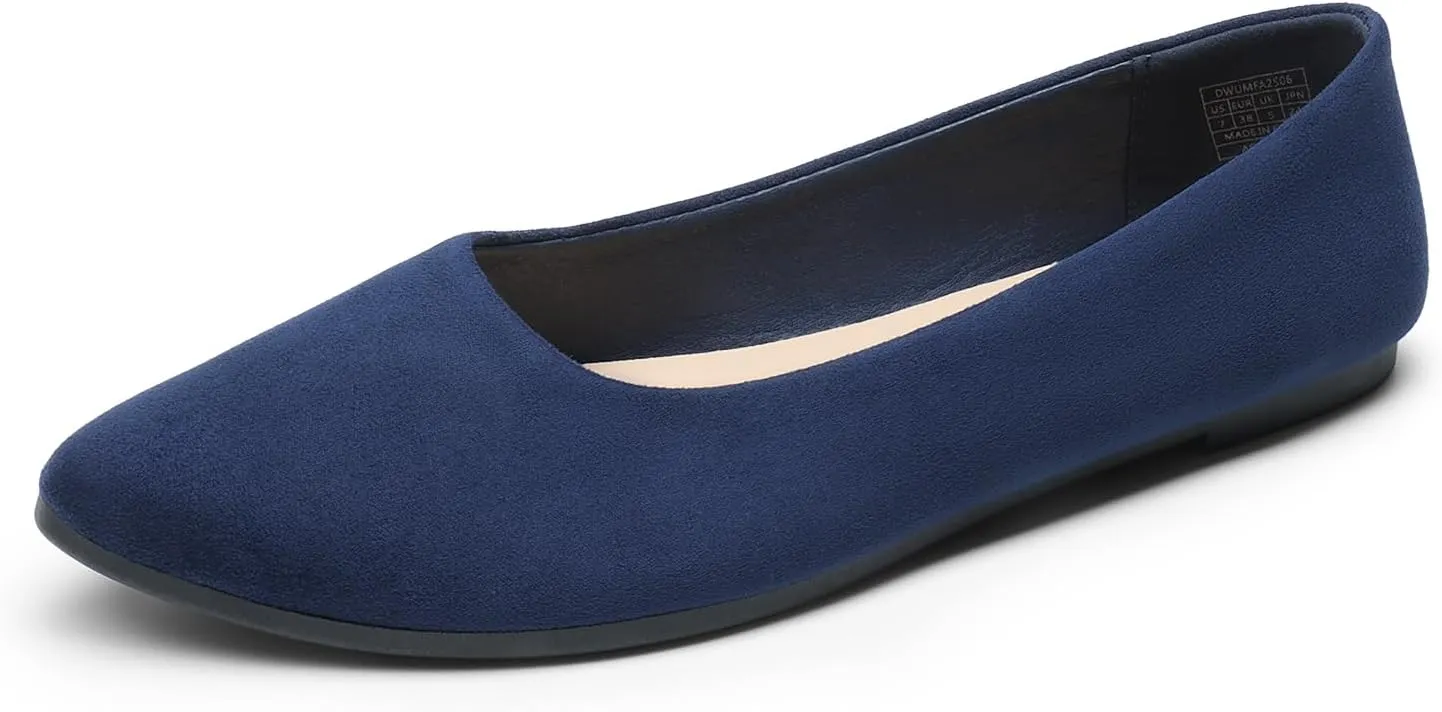 DREAM PAIRS Women’s Flats Comfortable Slip On Business Work Office Casual Suede Ballet Flats Pointed Toe Dress Shoes