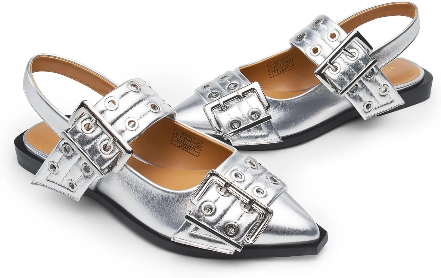 DREAM PAIRS Women's Slingback Ballet Flats, Pointed Toe Buckle Comfortable Dress Slip-on Flat Shoes