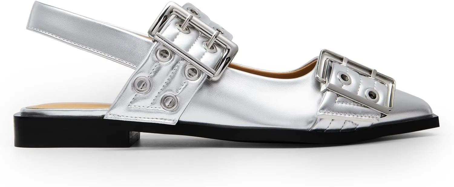 DREAM PAIRS Women's Slingback Ballet Flats, Pointed Toe Buckle Comfortable Dress Slip-on Flat Shoes