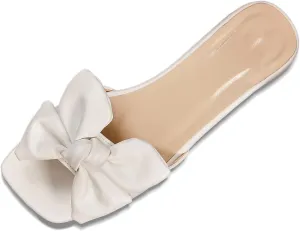 Dress Mules for Women Low Heel Sandals White Bridal Shoes Chunky Block Slippers Low Heel Dress Sandals