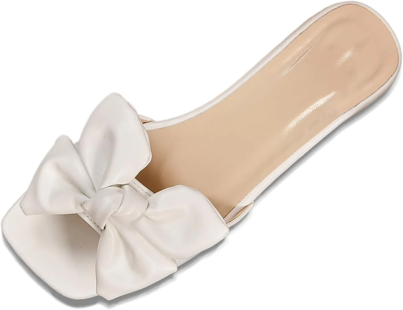 Dress Mules for Women Low Heel Sandals White Bridal Shoes Chunky Block Slippers Low Heel Dress Sandals