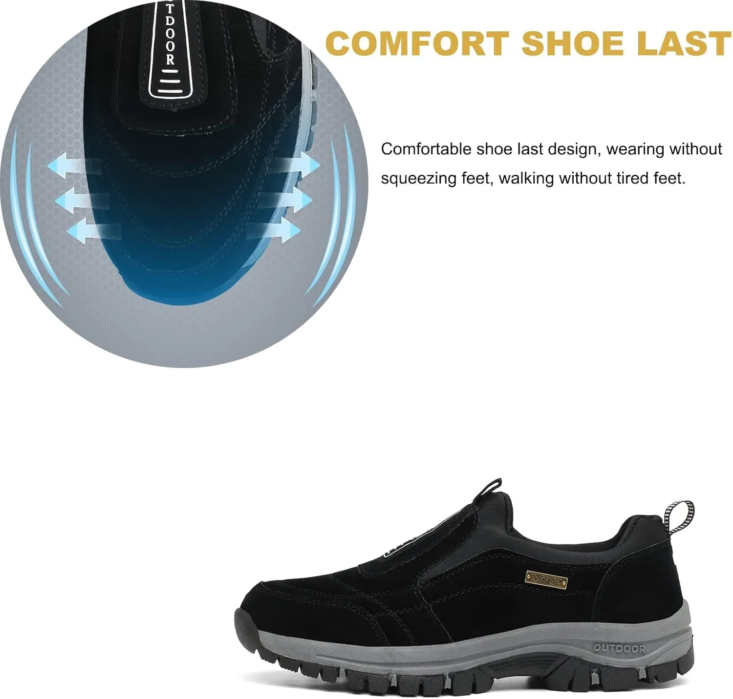 EFTCAL Men's Suede Slip On Waterproof Anti-Slip Lightweight Orthopedic Loafers,Casual Fashion Breathable Low-top Safety Sneakers Comfortable Walking Boat Shoe