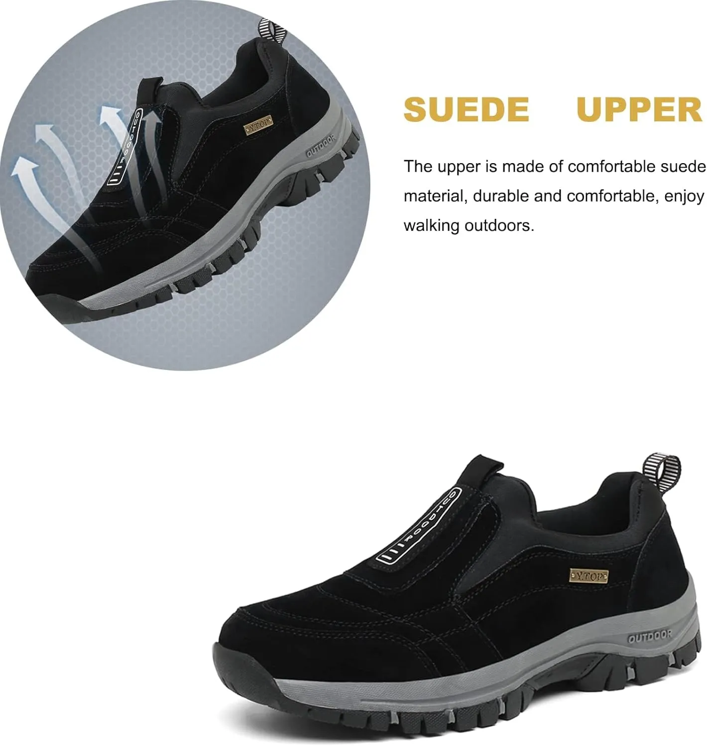 EFTCAL Men's Suede Slip On Waterproof Anti-Slip Lightweight Orthopedic Loafers,Casual Fashion Breathable Low-top Safety Sneakers Comfortable Walking Boat Shoe