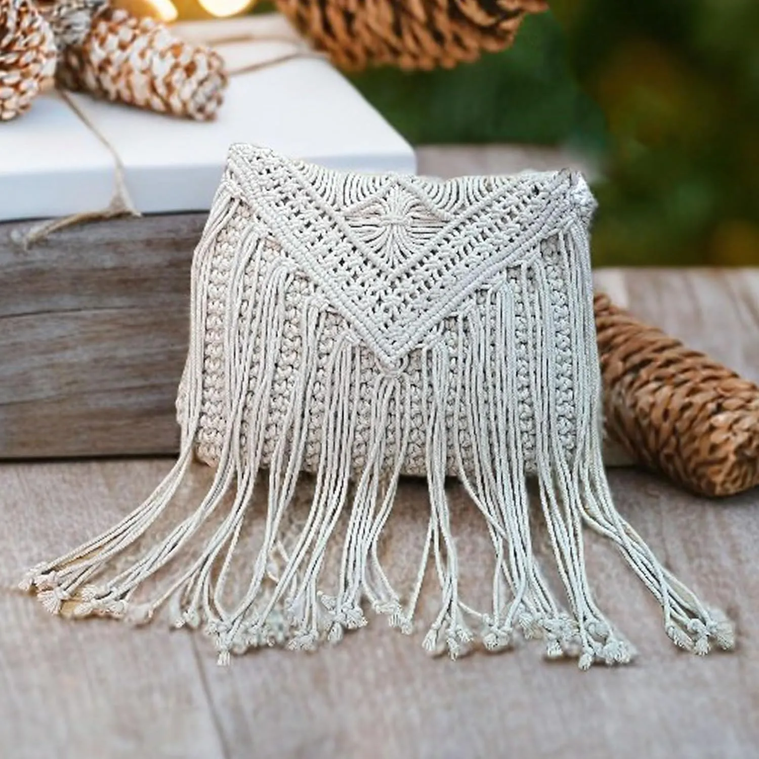 Eiyye Boho Crocheted Purses: Summer Beach Crossbody and Boho Shoulder Bags with Tassel