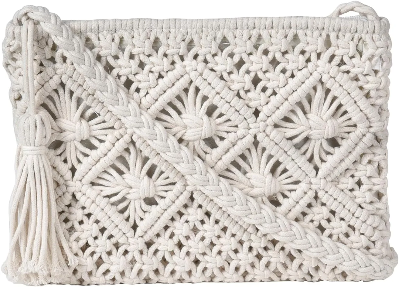 Eiyye Boho Crocheted Purses: Summer Beach Crossbody and Boho Shoulder Bags with Tassel