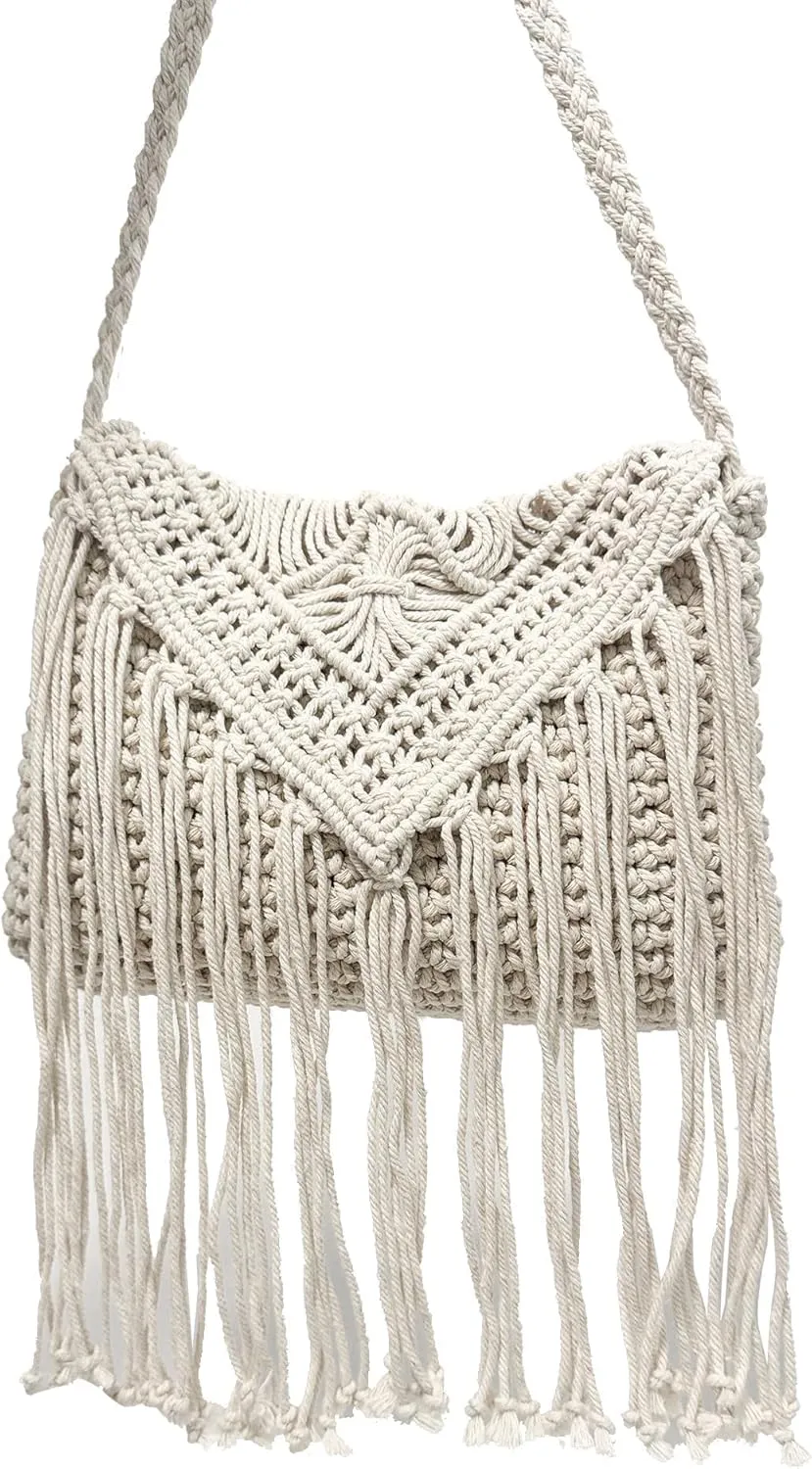 Eiyye Boho Crocheted Purses: Summer Beach Crossbody and Boho Shoulder Bags with Tassel