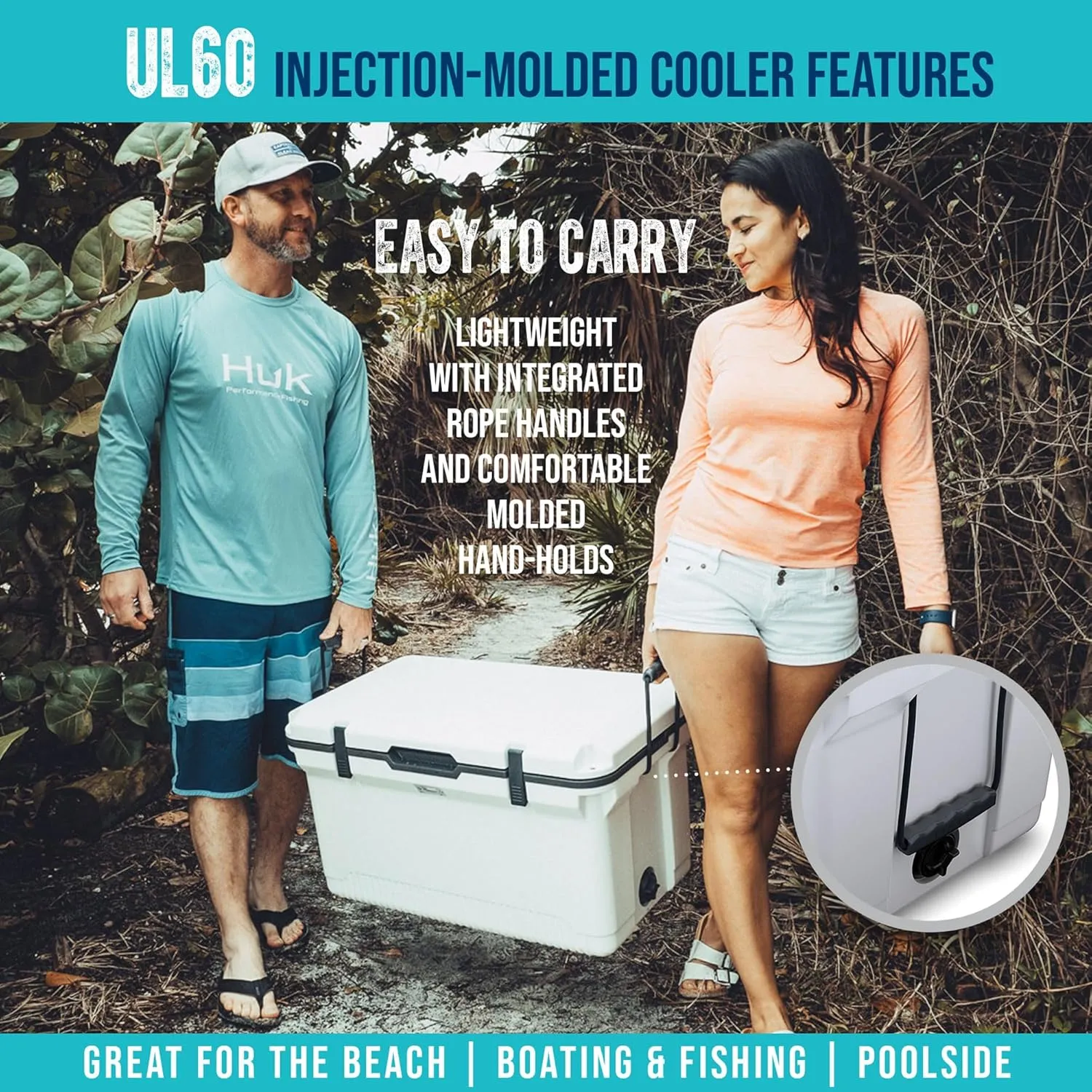 ENGEL 60 QT Ultra-Light Injection Molded Cooler - Ice Chest Keeps Ice up to 7 Days - Large Cooler Includes Wire Basket, Divider and Built-in Bottle Opener