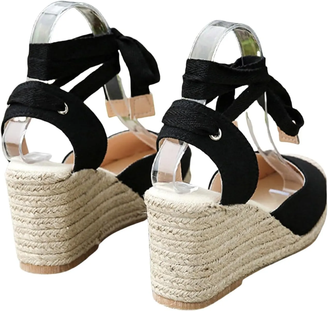 Espadrilles Wedge Sandals for Women Platform Closed Toe Ankle Strap Lace Up Summer Sandals Arch Support Walking Sandal Comfortable Orthopedic Slippers Dressy Beach Slippers