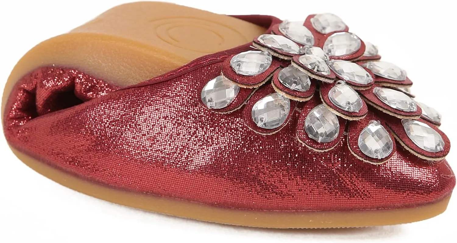 Flats Shoes for Women Rhinestone Wedding Ballerina Shoes Foldable Sparkly Comfort Slip on Flat Dressy Flats