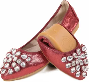 Flats Shoes for Women Rhinestone Wedding Ballerina Shoes Foldable Sparkly Comfort Slip on Flat Dressy Flats