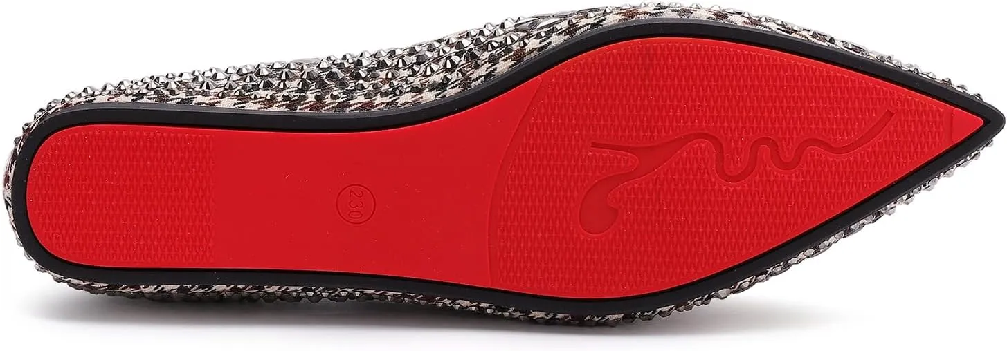 Flats Shoes Women Rhinestone Pointed Head Ballet Flats Comfortable Soft Memory Foam Insole Flat Shoes for Women Comfortable Dress Shoes