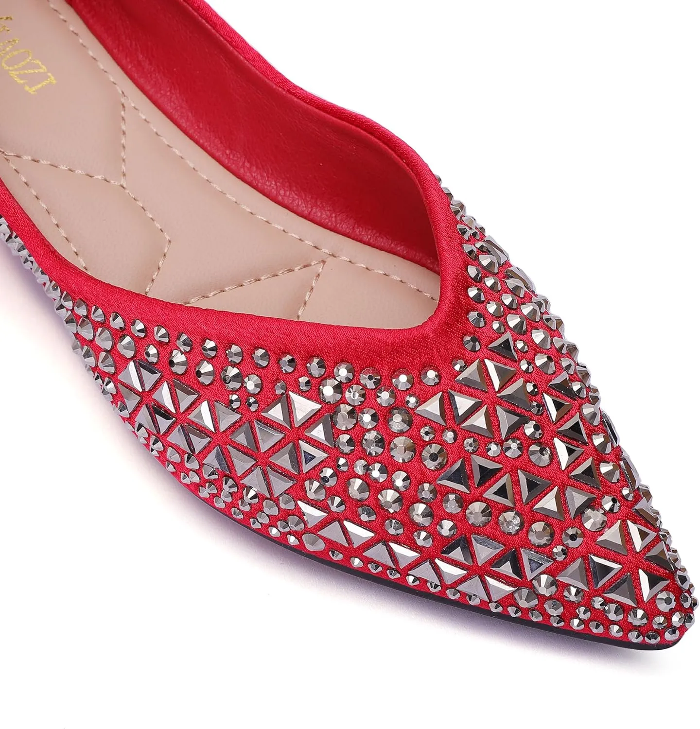 Flats Shoes Women Rhinestone Pointed Head Ballet Flats Comfortable Soft Memory Foam Insole Flat Shoes for Women Comfortable Dress Shoes