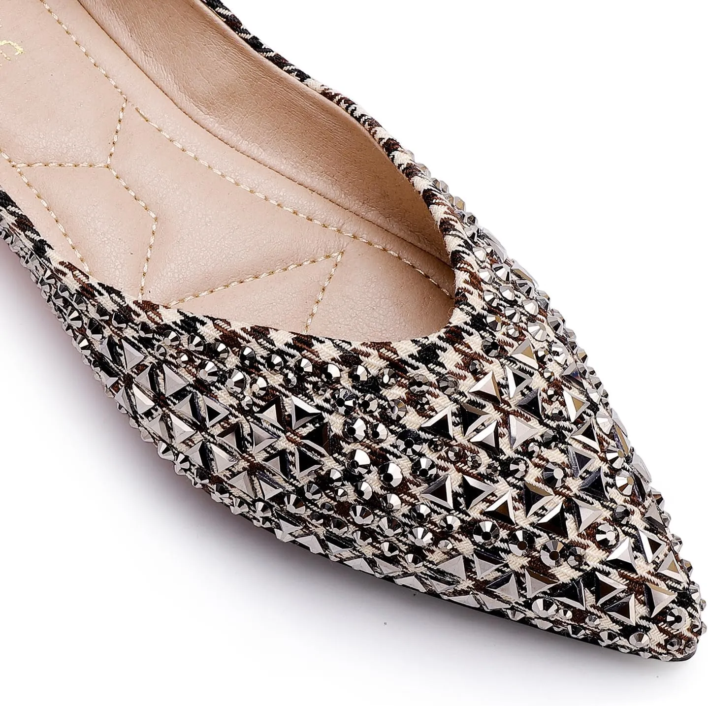 Flats Shoes Women Rhinestone Pointed Head Ballet Flats Comfortable Soft Memory Foam Insole Flat Shoes for Women Comfortable Dress Shoes