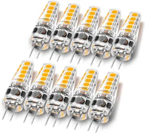 G4 Led Light Bulbs 12V 24V 10W 20W T3 Halogen Bulb Replacement 107d,JC Bi-Pin G4 2W 220lm for Under Cabinet Puck Light Chandeliers Accent Track Ceiling Landscape Lighting,Warm White 2700K, 10 Pack