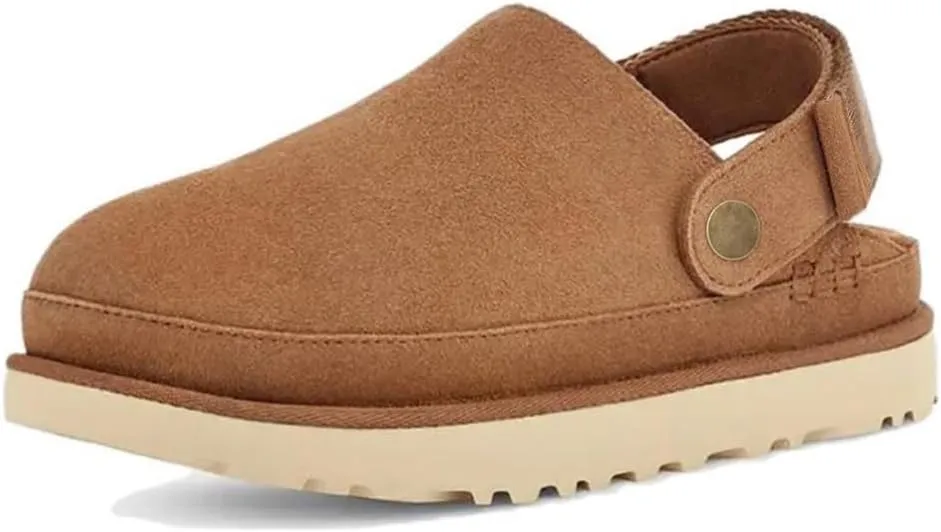 Genuine Suede Adjustable Platform Clogs with Strap Comfy Memory Foam Arch Support Mule Goldenstar Clogs Women Indoor Outdoor