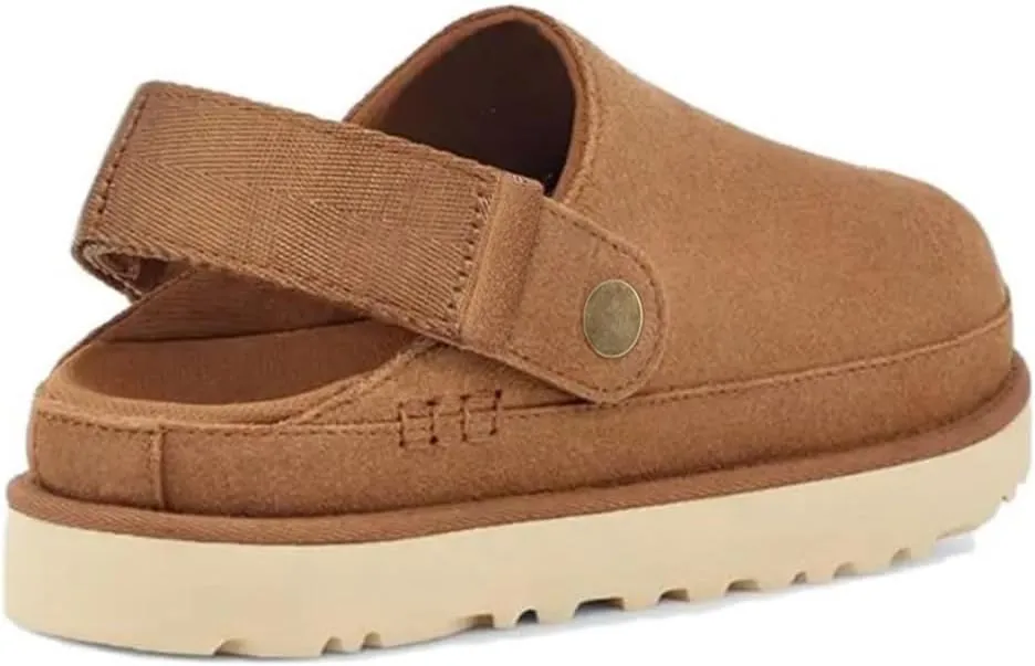 Genuine Suede Adjustable Platform Clogs with Strap Comfy Memory Foam Arch Support Mule Goldenstar Clogs Women Indoor Outdoor