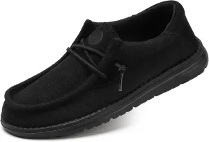 Grand Attack Walking Shoes for Women Slip On Linen Loafers Non Slip Work Sneakers Comfort Lightweight Boat Shoes Daily Driving Traveling Black