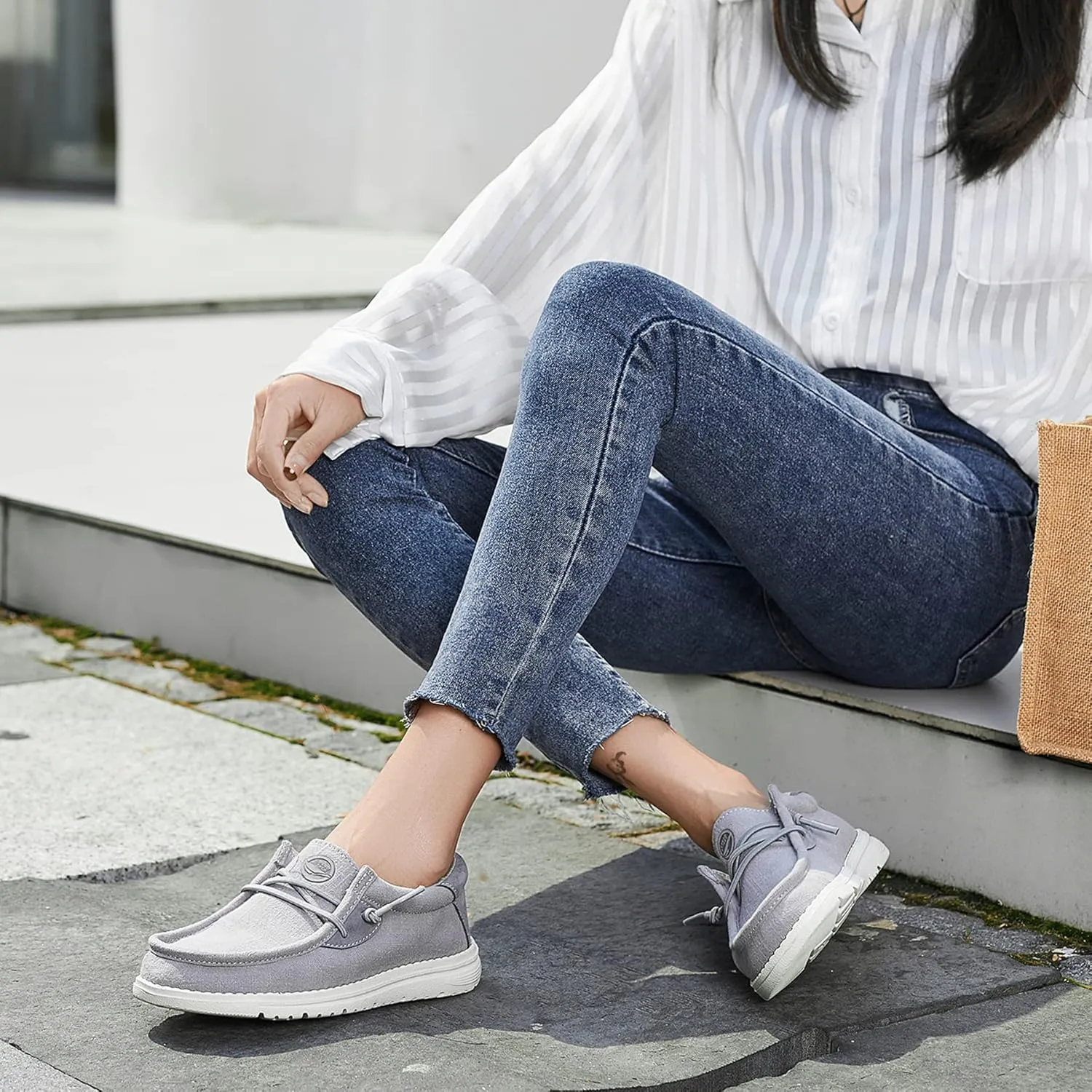 Grand Attack Walking Shoes for Women-Slip On Loafers,Linen Work Boat Shoes,Comfort&Lightweight,for Home Shopping,Dating,Driving,Traveling Shoes