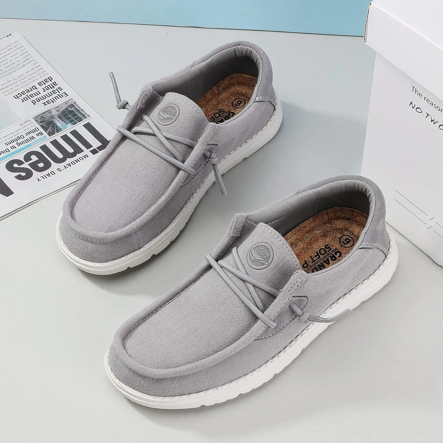 Grand Attack Walking Shoes for Women-Slip On Loafers,Linen Work Boat Shoes,Comfort&Lightweight,for Home Shopping,Dating,Driving,Traveling Shoes