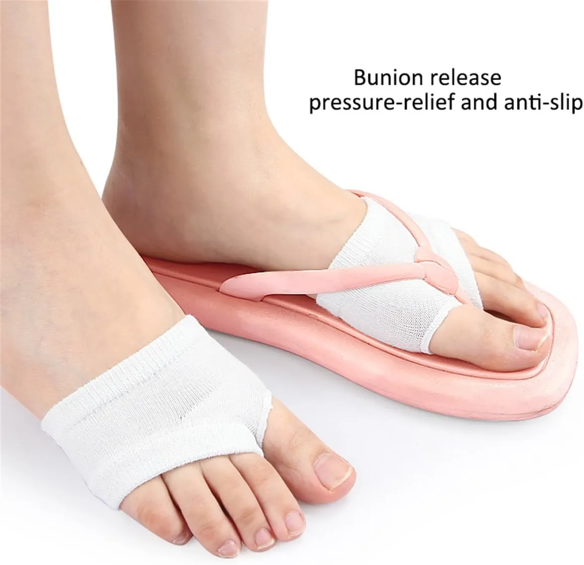 Half Socks for Women, Open Toe Half Socks Cotton Toe Topper Socks for Mule Flip Flop Clogs Slide Slipper Liner Socks, 2 Pair