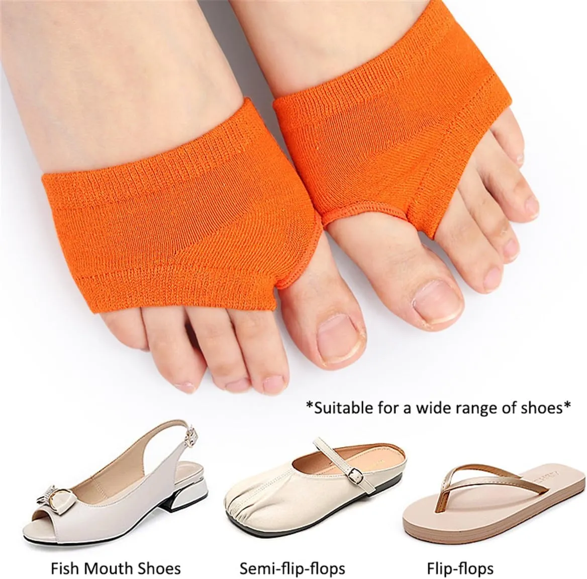 Half Socks for Women, Open Toe Half Socks Cotton Toe Topper Socks for Mule Flip Flop Clogs Slide Slipper Liner Socks, 2 Pair