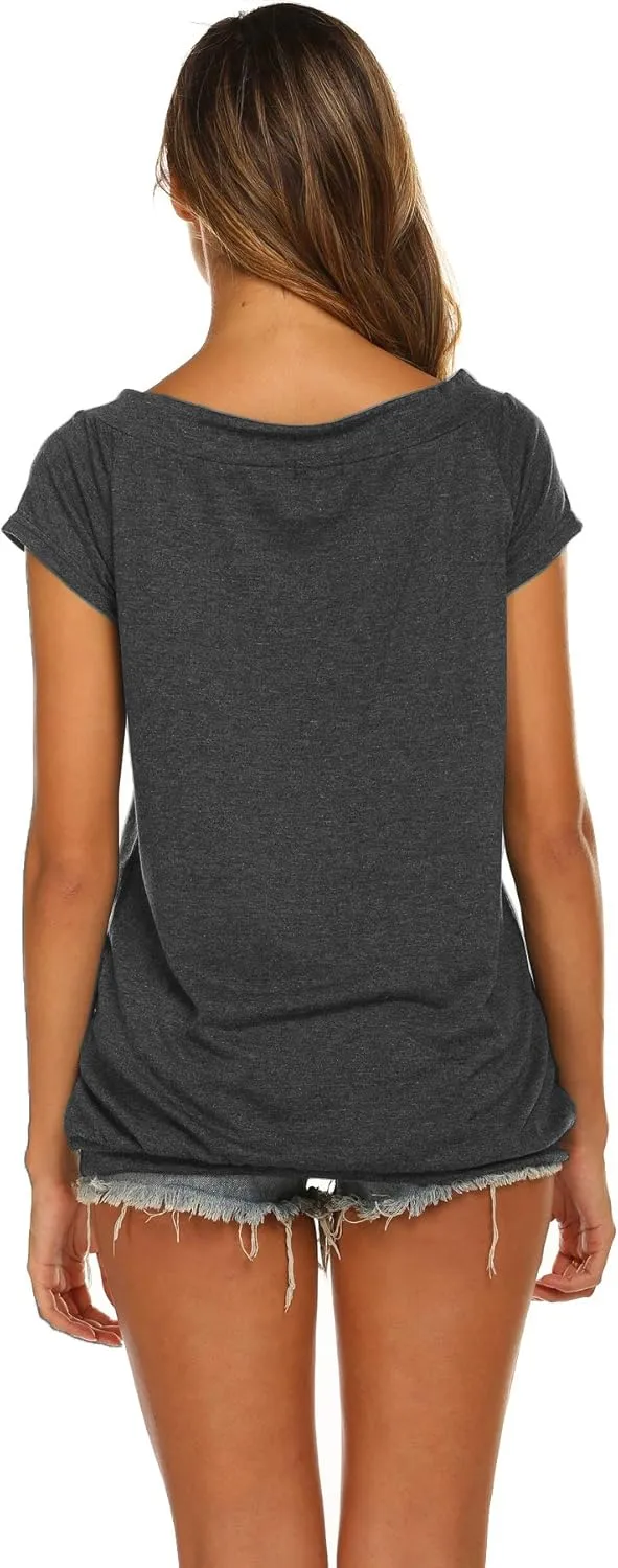 Halife Women's Off The Shoulder Tops Summer Casual Short Sleeve T Shirts