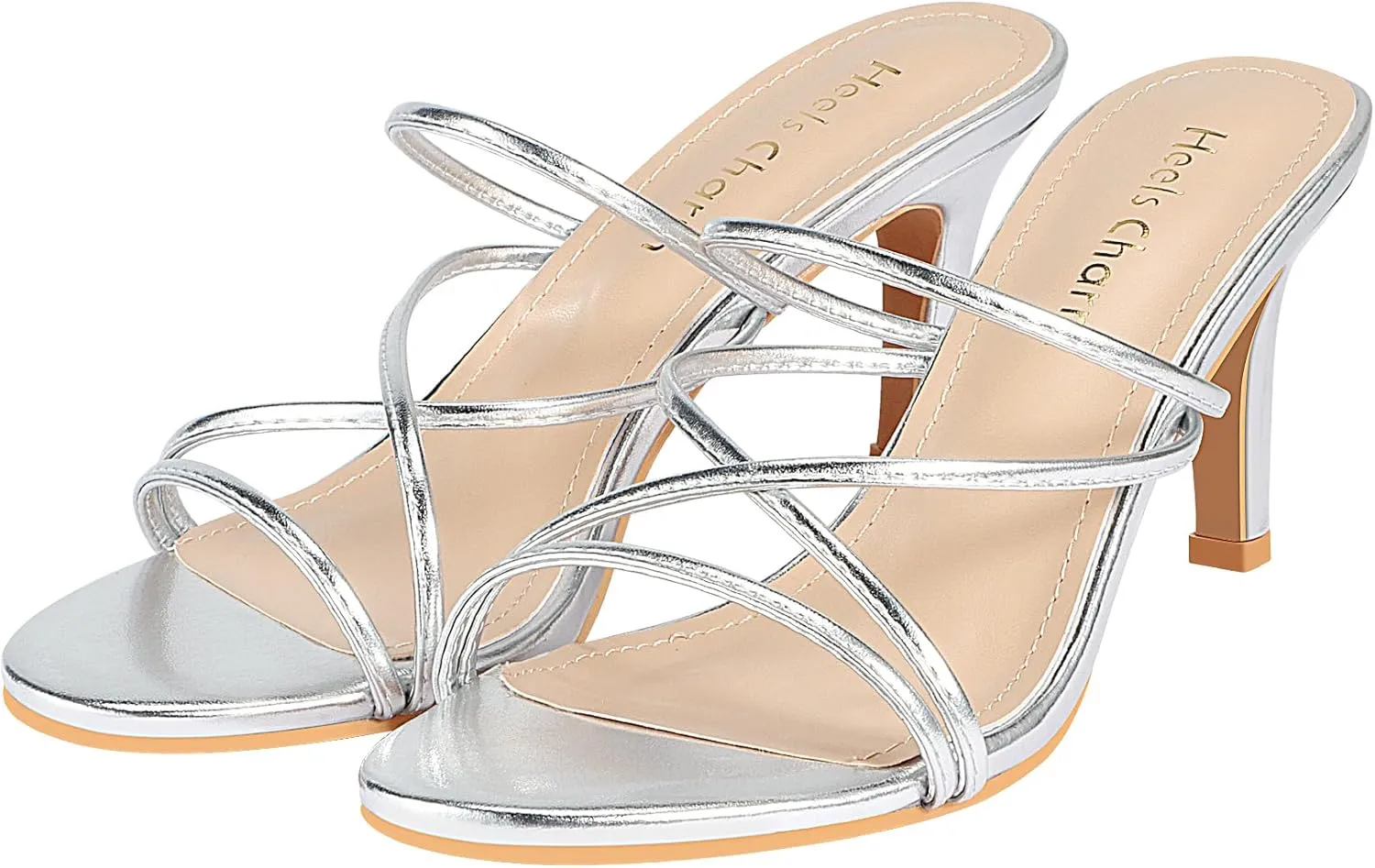 Heels Charm Women's Stiletto Heeled Sandals 3.27 Inches Open Toe Slip On High Heel Sandal Dress Dancing Sandals Daily Work Usual Party Wedding Shoes