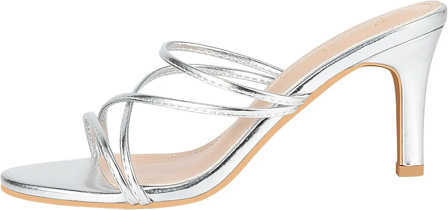 Heels Charm Women's Stiletto Heeled Sandals 3.27 Inches Open Toe Slip On High Heel Sandal Dress Dancing Sandals Daily Work Usual Party Wedding Shoes