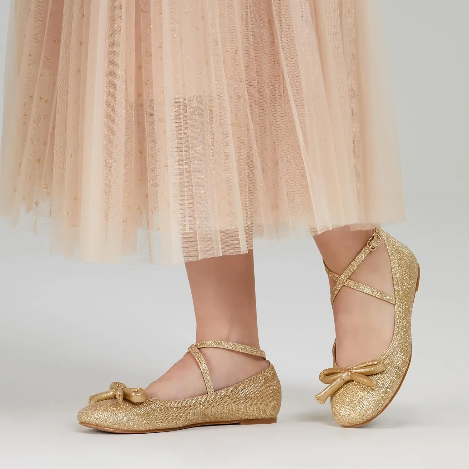 HEEZ Women's Ballet Flats, Stylish Slip On Dress Shoes with Adjustable Ankle Strap, Round Toe Ballet Flat Shoes, Anti-Slip TPR Outsole, Rebounded Latex Foam Insole, Anti-Friction Heel